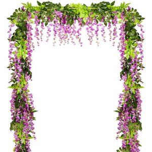 Wisteria Artificial Flowers Garland, 4 Pcs Total 28.8ft Artificial Wisteria Vine